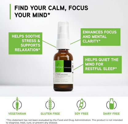 DAVINCI Labs Liposomal L-Theanine - Food Supplement for Stress Management, Concentration, Focus and Relaxation - Vegetarian, Gluten-Free, Soya-Free, Dairy-Free - 30 ml