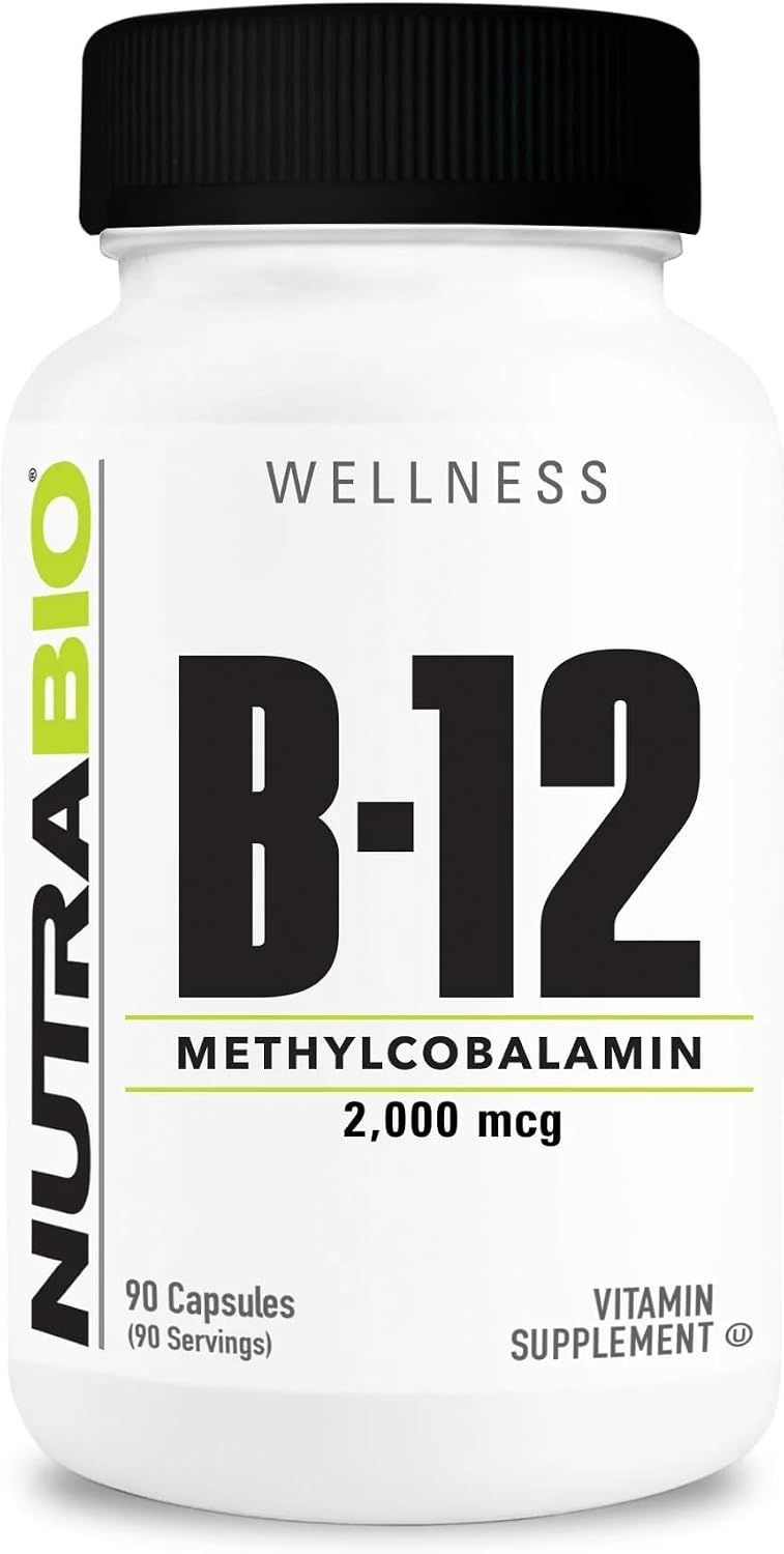 NutraBio Methyl B-12 2000mcg – Contributes to Normal Energy and Nervous System Function, 90 Vegetable Capsules - görsel 1
