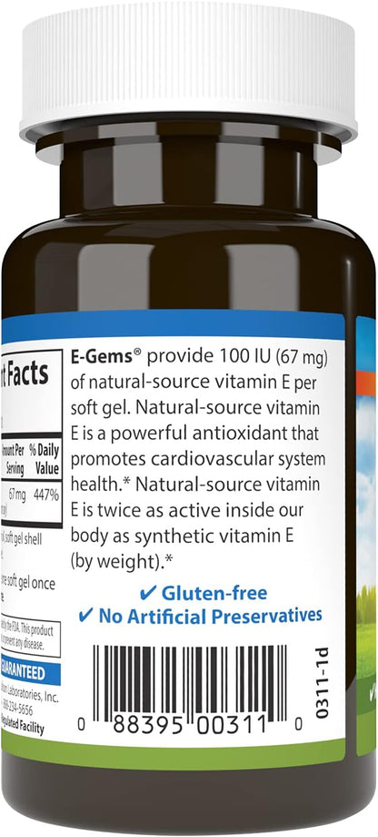 Carlson E-Gems Natural-Source Vitamin E 100 IU (67 mg) - 100 Soft Gels