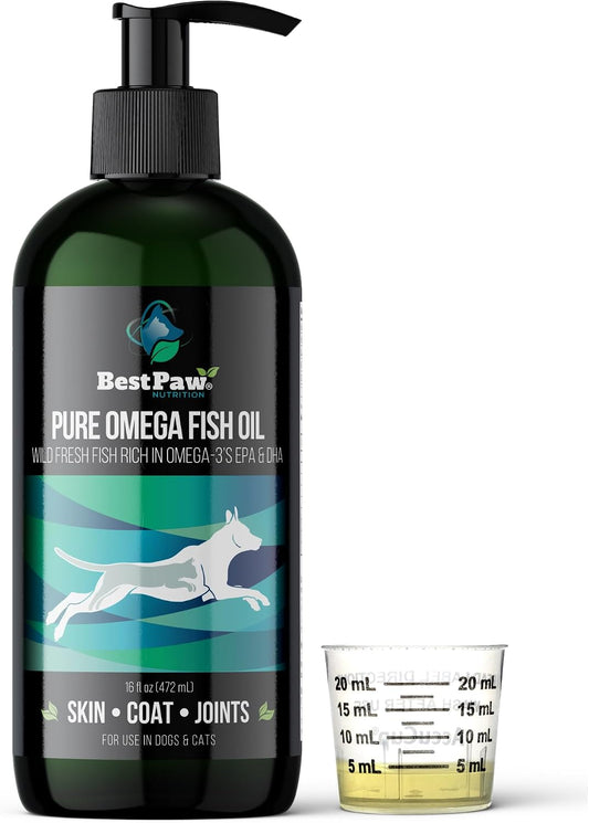 Best Paw Nutrition Fish Oil for Dogs – Liquid Omega-3 with Pump, 473 ml