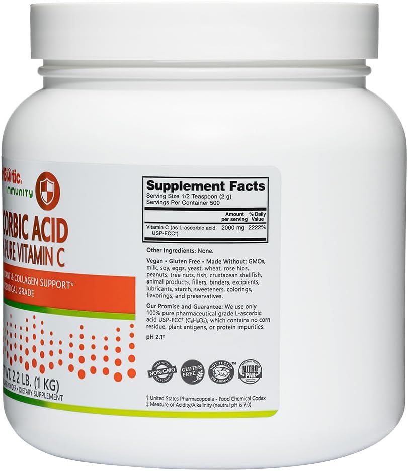 NutriBiotic Ascorbic Acid Vitamin C Powder, 2.2 lb (1 kg) - görsel 3
