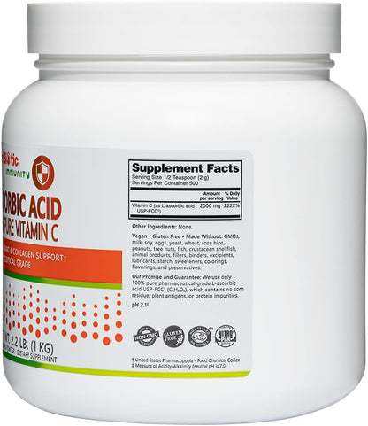 NutriBiotic Ascorbic Acid Vitamin C Powder, 2.2 lb (1 kg)