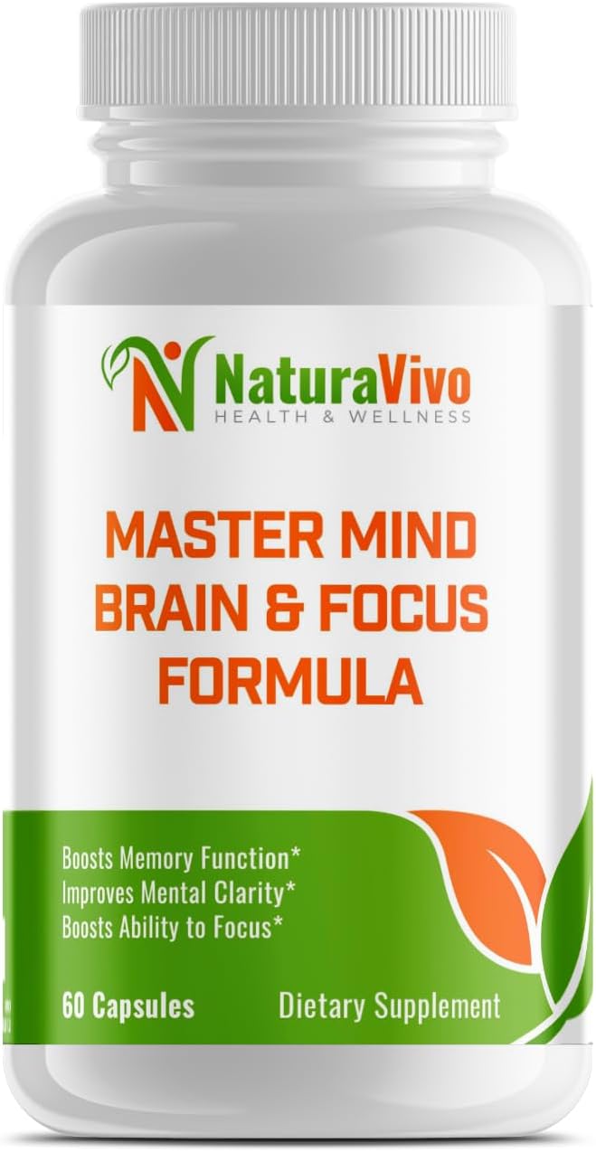 Master Mind Brain & Focus Formula - Nootropic Supplement for Improved Focus, Memory, and Clarity - DMEA - Energy Support with Vitamins & Minerals - 60 Capsules - görsel 1