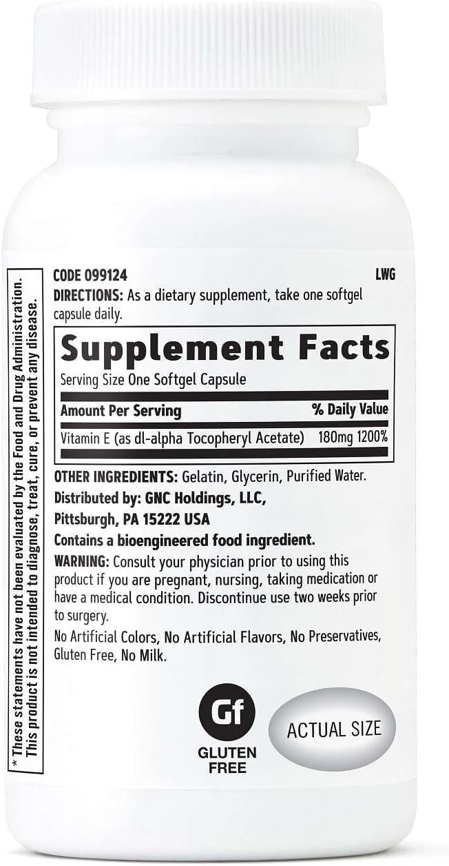 GNC Vitamin E 200mg Softgels – Antioxidant for Cell and Immune Support - görsel 2