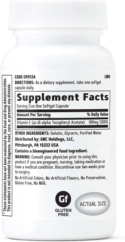 GNC Vitamin E 200mg Softgels – Antioxidant for Cell and Immune Support