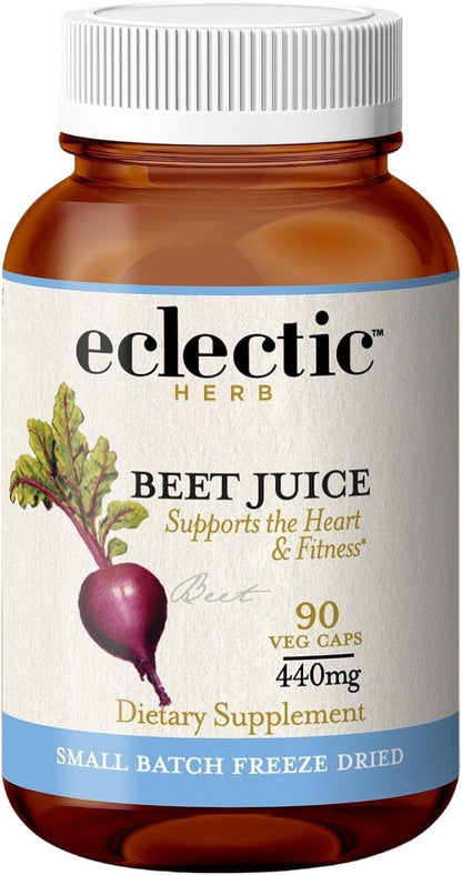 Eclectic Herb Organic Beetroot Juice Capsules - Freeze-Dried Beetroot Supplement for Heart Health & Circulation (90 Capsules, 440 mg)