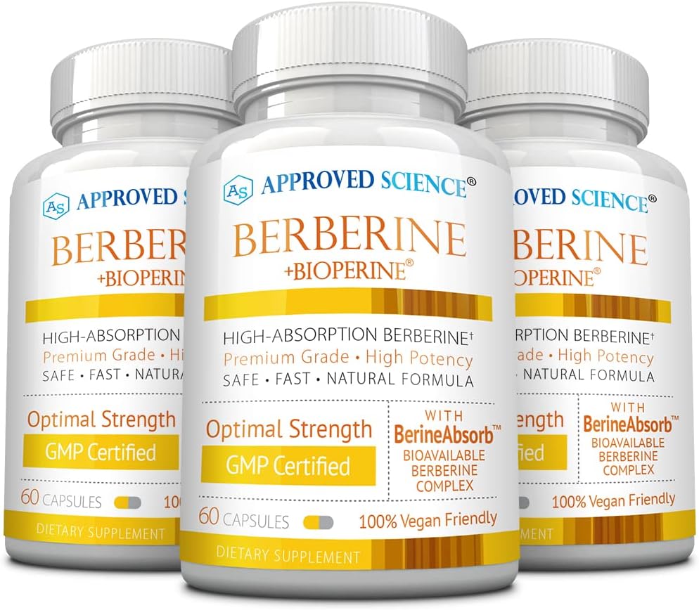 Approved Science Berberine 1000mg – High Absorption with BioPerine – 180 Vegan Capsules - görsel 1