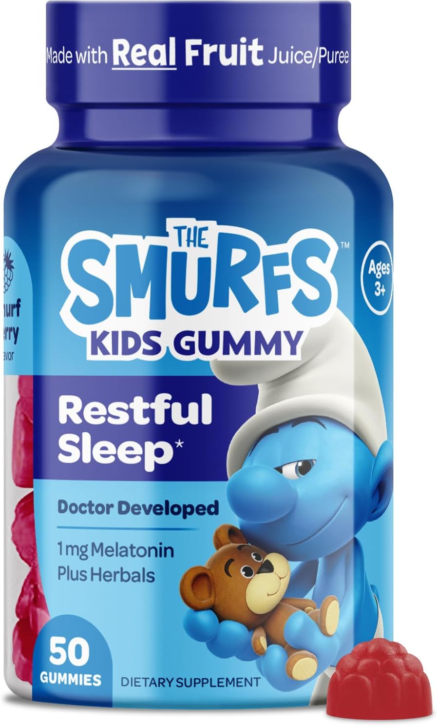 The Smurfs Melatonin Gummies for Children with Chamomile & Lemon Balm - 1mg, 50 Gummies - görsel 1