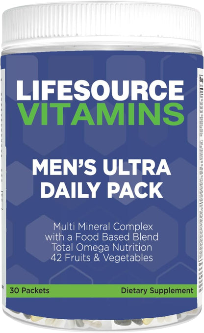 LifeSource Vitamins Men's Ultra All in One Daily Pack - Complete Nutrition - 107 Nutrients - 42 Fruits and Vegetables