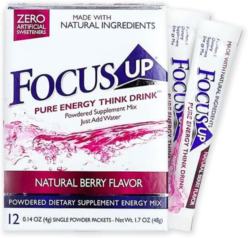 FocusUP Think Drink – Nootropic Powder for Focus & Energy, Acetyl L-Carnitine, Rhodiola, DMAE, Huperzine-A, 12 Stick Packs - görsel 1