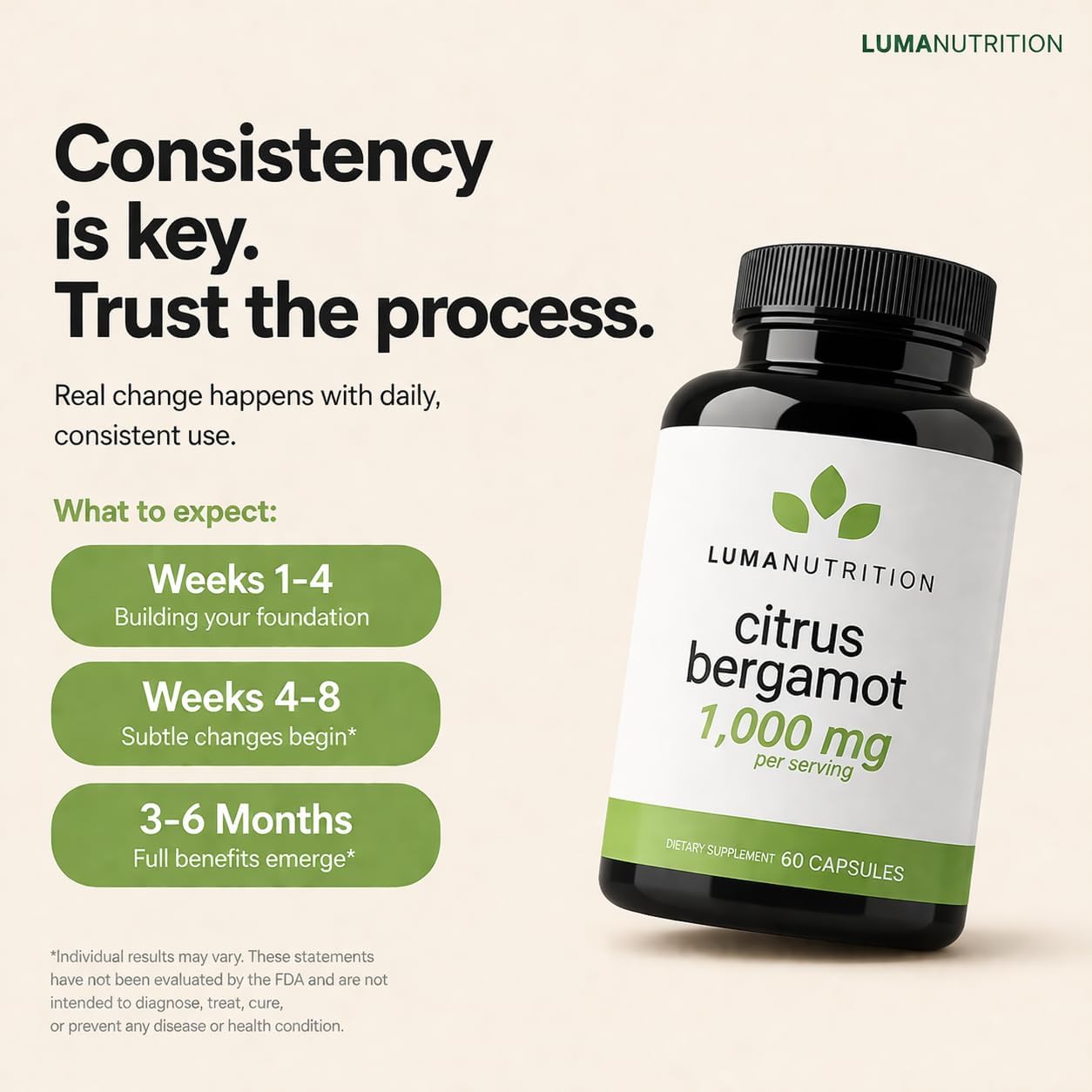 Luma Nutrition Citrus Bergamot 1000mg - 60 Capsules (30 Servings) - görsel 6