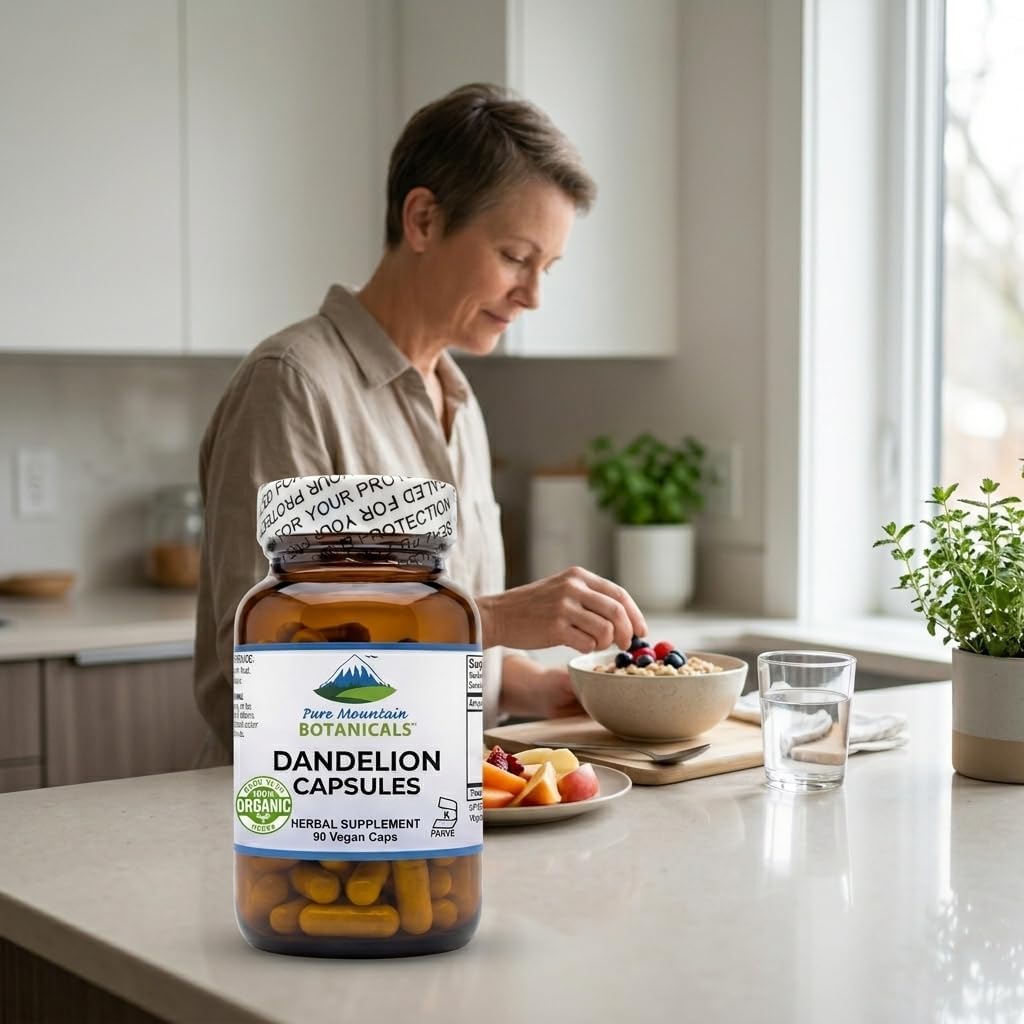 Pure Mountain Botanicals Dandelion Root Capsules – Organic 450mg, 90 Count - görsel 8