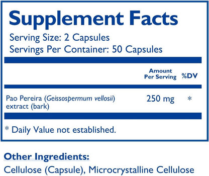 Beljanski Products - Pao V Food Supplement - Pao Pereira Extract - 100 Capsules