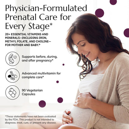 Neurobiologix Prenatal Evolved: Complete Prenatal Multivitamin with Methylated Folate, Iron, Choline – Gentle Absorption for Pregnancy & Postnatal, 90 Capsules