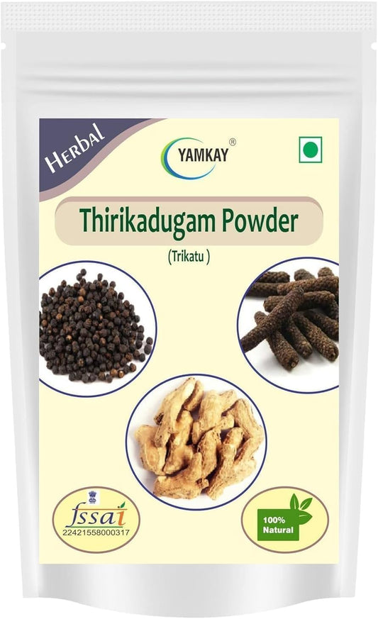 YAMKAY Thirikadugam Powder 300g - Trikatu Churna - Three Peppers Herbal Blend - 100% Pure & Natural, No Added Preservatives