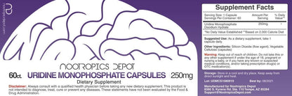 Nootropics Depot Uridine Monophosphate Capsules (60 Count) – Disodium Salt