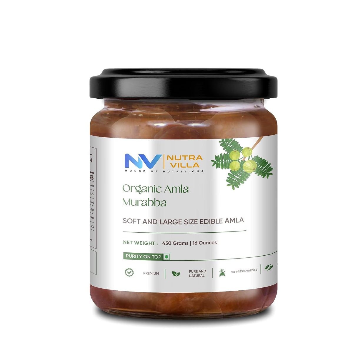 Nutravilla Organic Amla Murabba – Dry and Natural Awla Murrabba, 450g Jar - görsel 1