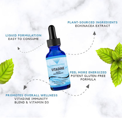 Vitadine Liquid Supplement with Vitamin D3 and Echinacea – 120 ml (302 Servings)