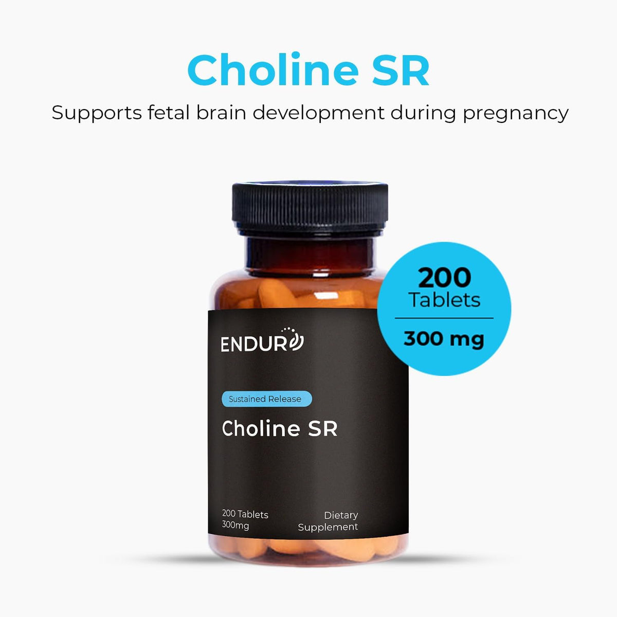 Endur Choline L(+) Bitartrate 300 mg Sustained Release Tablets (200 Count) - görsel 2