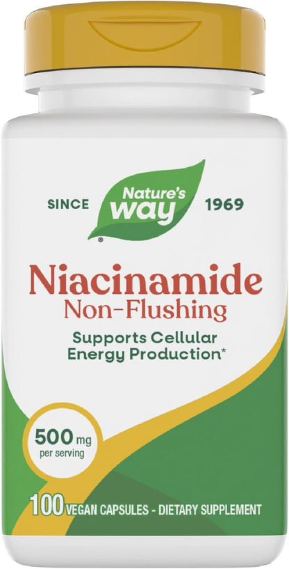 Nature's Way Niacinamide - Non-Flush Vitamin B3, 500mg, 100 Capsules
