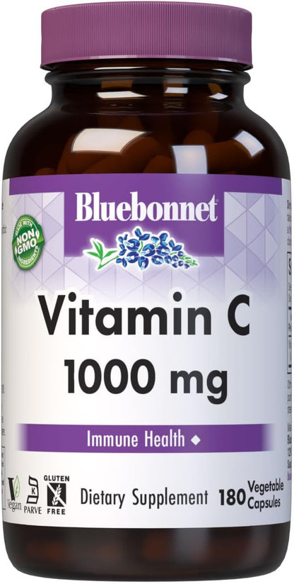 Bluebonnet Nutrition Vitamin C 500 mg – Ascorbic Acid – Immune & Skin Health – 90 Vegetable Capsules
