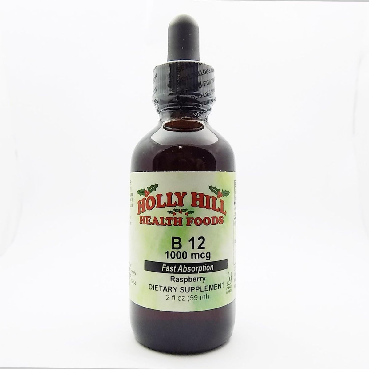 Holly Hill Health Foods, Fast Absorption B-12 1000 mcg, Raspberry, 60 ml - görsel 1