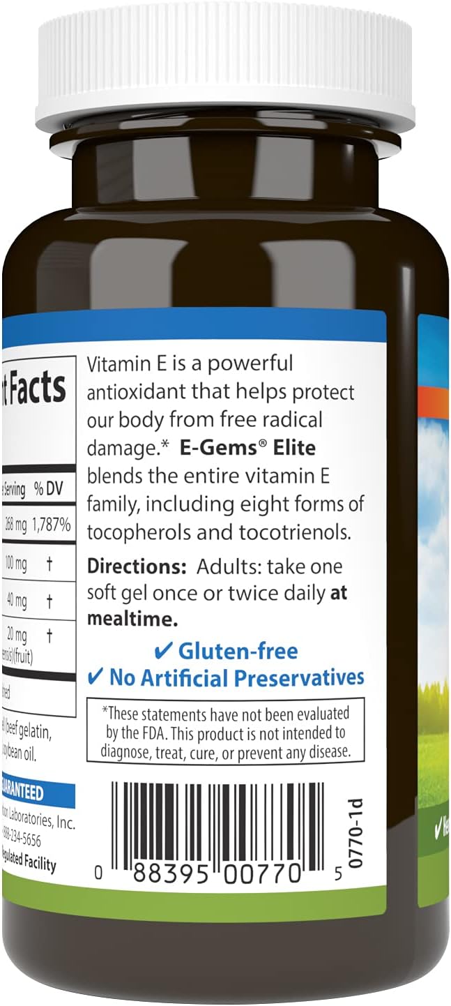 Carlson E-Gems Elite, 400 IU Vitamin E with Tocopherols and Tocotrienols, 60 Soft Gels - görsel 3