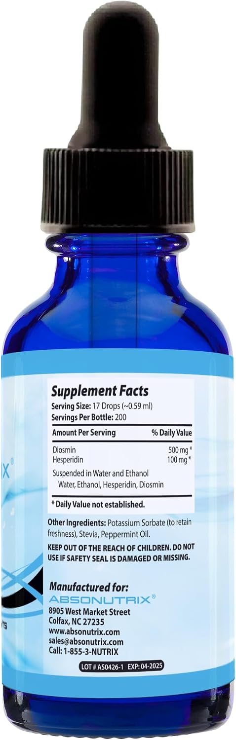 Absonutrix Hesperidin and Diosmin Liquid Drops – Supports Circulation & Mobility, Non-GMO, Gluten-Free, 118 ml - görsel 7
