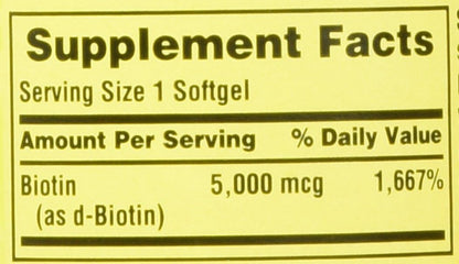 Spring Valley Biotin 5000 mcg Soft gel capsule Capsules, 240 Capsules