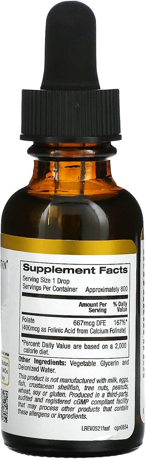 Folinic Acid, Bioactive Form of Folate from Calcium Folinate, Alcohol Free, 30 ml (1 fl oz) - görsel 2