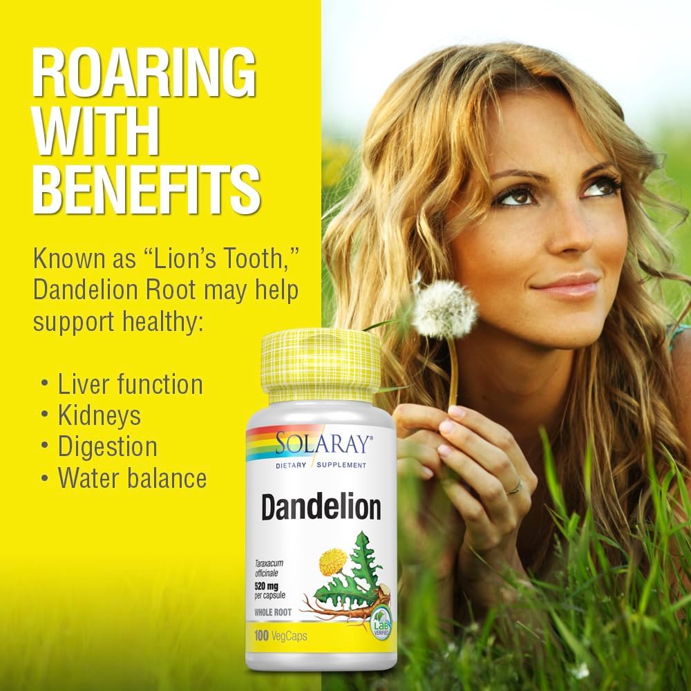 Solaray Dandelion Root Capsules - Non-GMO, Vegan, 100 Veg Capsules (50 Servings) - görsel 4
