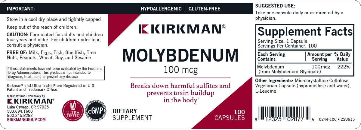 Kirkman Molybdenum 100 mcg - 100 Capsules - görsel 3