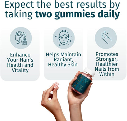 WEEM Hair, Skin and Nails Gummies - Vegan Biotin Supplements for Women and Men
