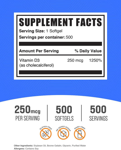 Vitamin D3 10000 IU Soft gel capsules – 500 Soft gel capsules