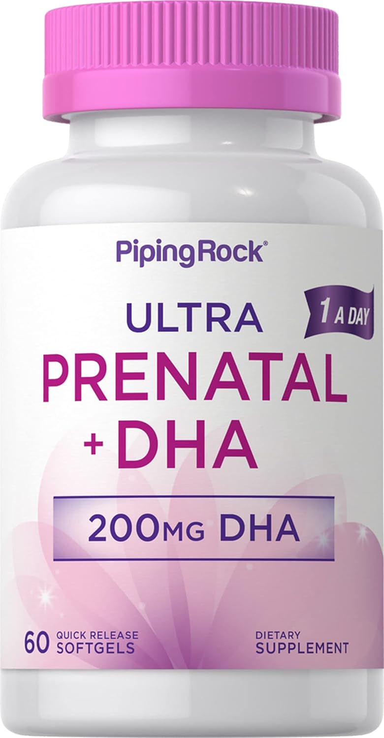 Piping Rock Prenatal Vitamins for Women with DHA | 60 Softgels | Multivitamin with Iron, Folic Acid, Omega 3 | Ultra Complex Supplement | GM-free, Gluten-free - görsel 1