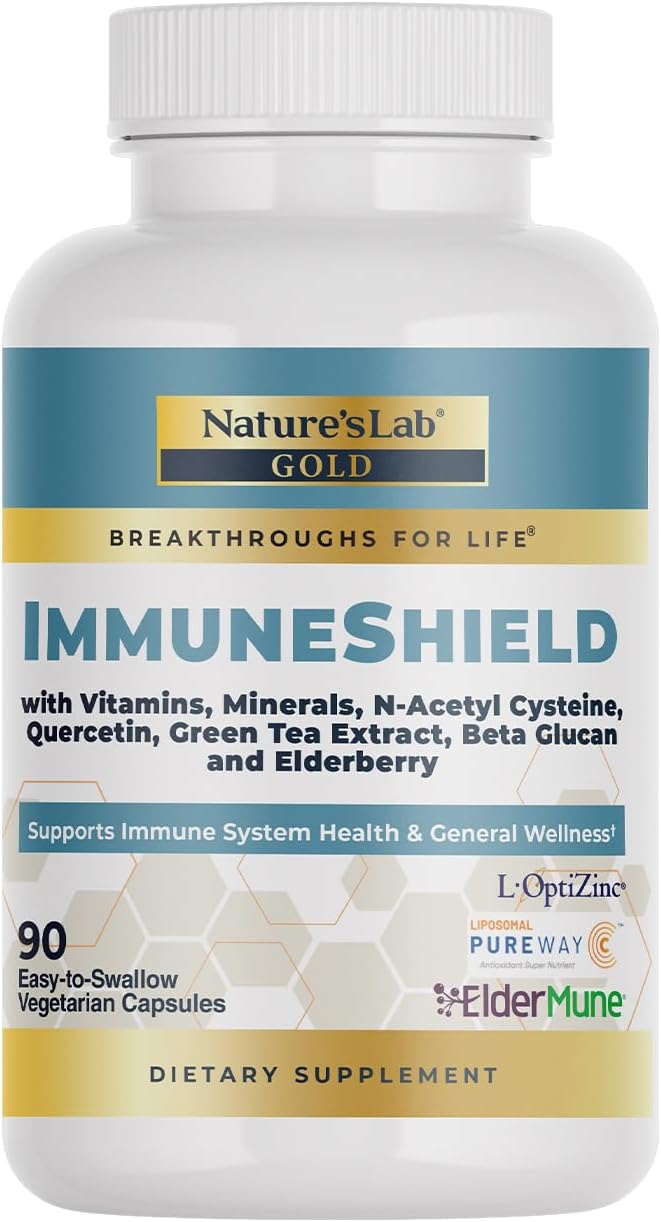 Nature's Lab Gold ImmuneShield – Liposomal Vitamin C, D3, Zinc, Quercetin & Elderberry – 90 Capsules - görsel 1
