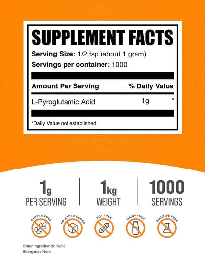 L-Pyroglutamic Acid Powder - Amino Acid Supplement, 1 kg