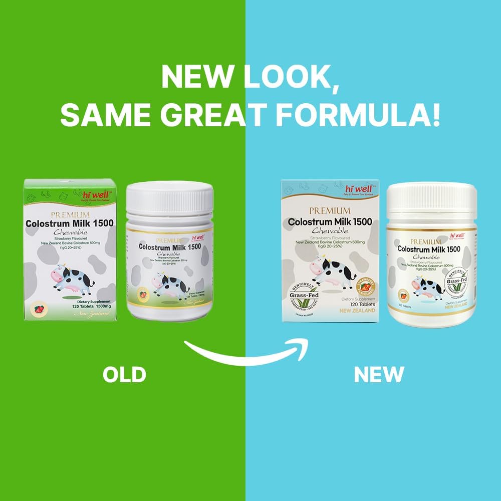 Hi Well Premium Grass-Fed Colostrum 1500 - 120 Chewable Tablets (3-Pack) - görsel 7