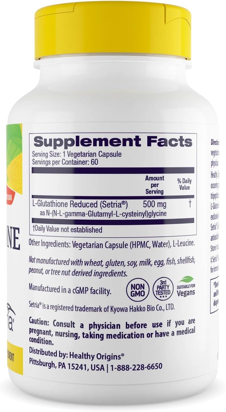Healthy Origins Setria L-Glutathione 500 mg, – Liver Health: Supports the liver's natural detoxification pathways, – Image 2