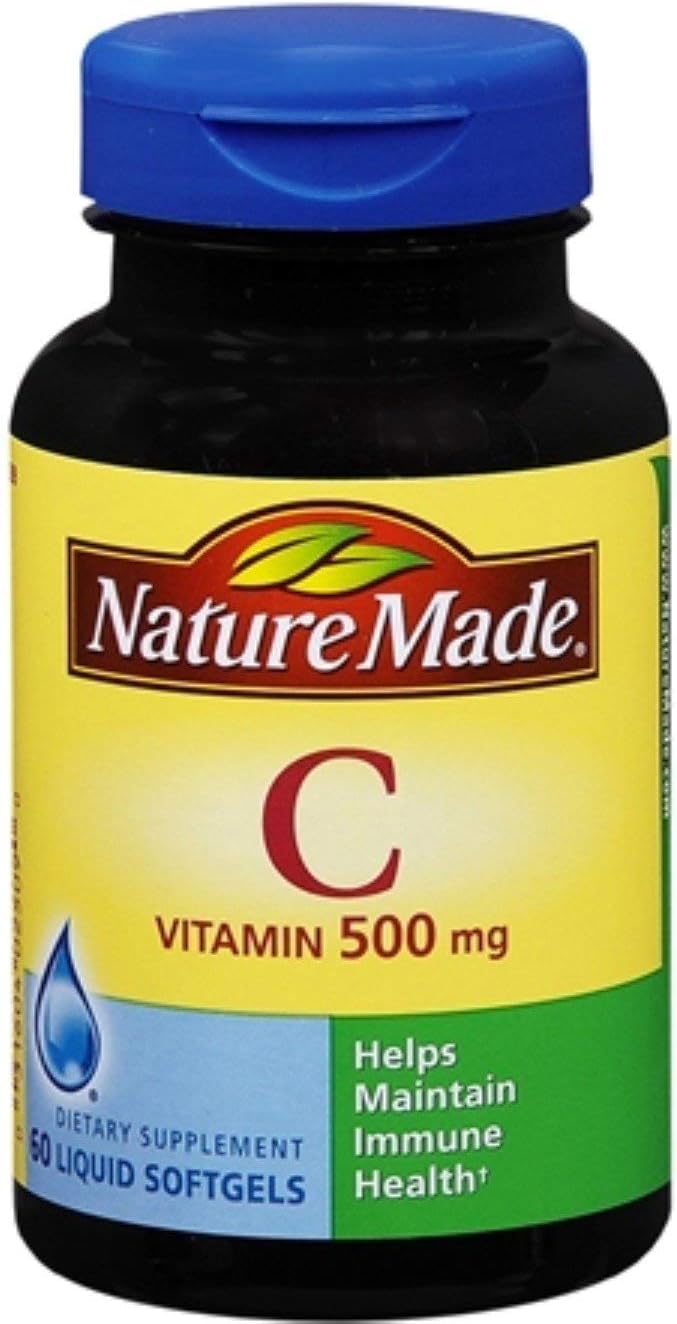 Nature Made Vitamin C 500 mg Liquid Softgels, 60 Count (Pack of 4) - görsel 1