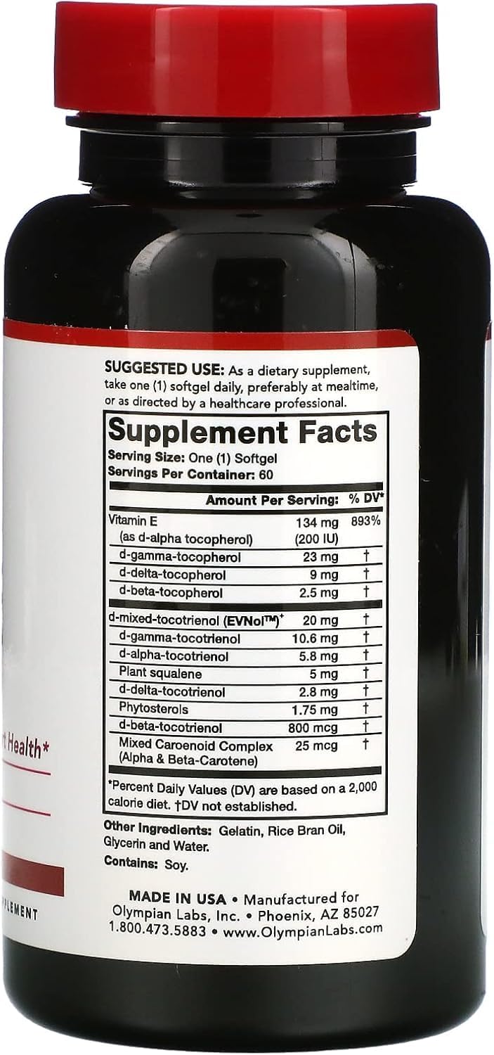 Olympian Labs Vitamin E Complete Tocomin - 200 IU, 60 Softgels - görsel 3