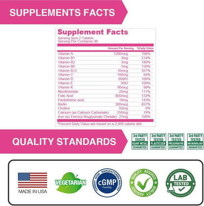 LOVITA Prenatal Vitamins with Iron, Folic Acid & Calcium – Vegan, Non-GMO – 180 Vegetarian Capsules (Pack of 3)