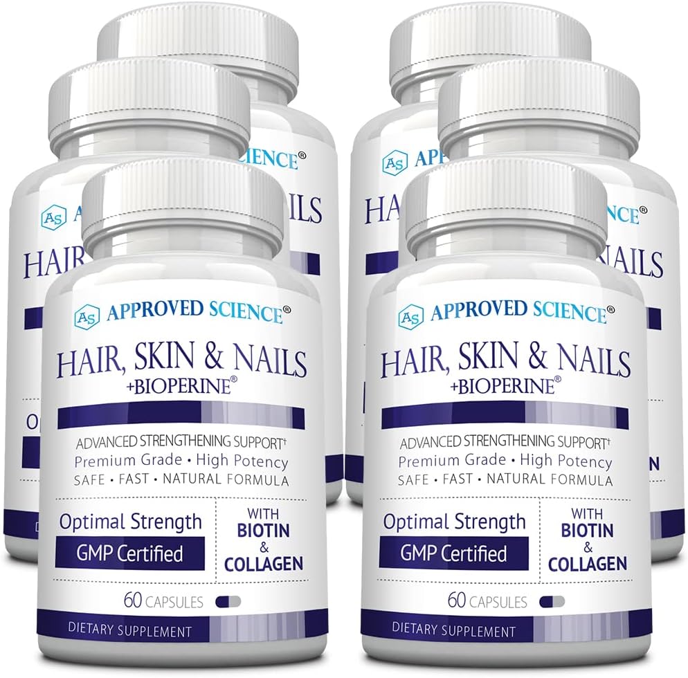 Approved Science Hair, Skin and Nails - Food Supplement - Biotin, Collagen, Vitamin B Complex, Silica, BioPerine - 180 Capsules - 3 Month Supply - görsel 8