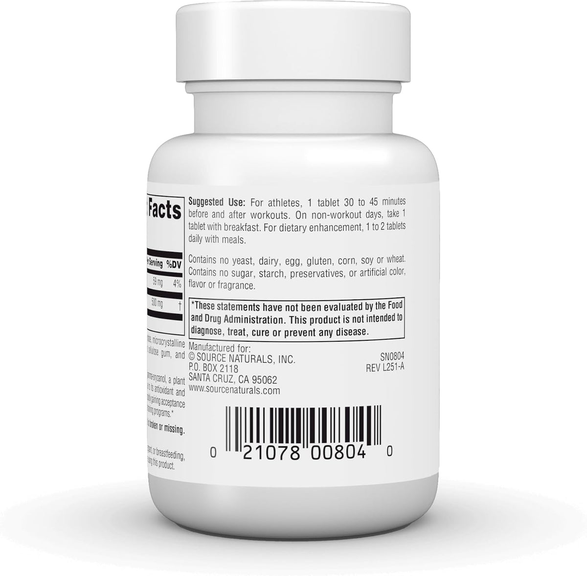 Source Naturals Athletic Series, Trans-Ferulic Acid, Antioxidant Support - 250 mg - 30 Tablets - görsel 4