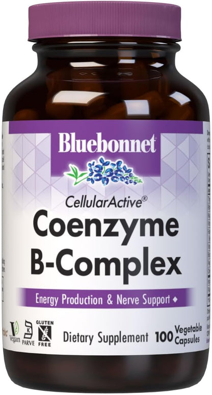 Bluebonnet Nutrition Cellular Active Coenzyme B-Complex – Energy Metabolism & Nervous System Support, Vegan, Kosher, 100 Vegan Capsules