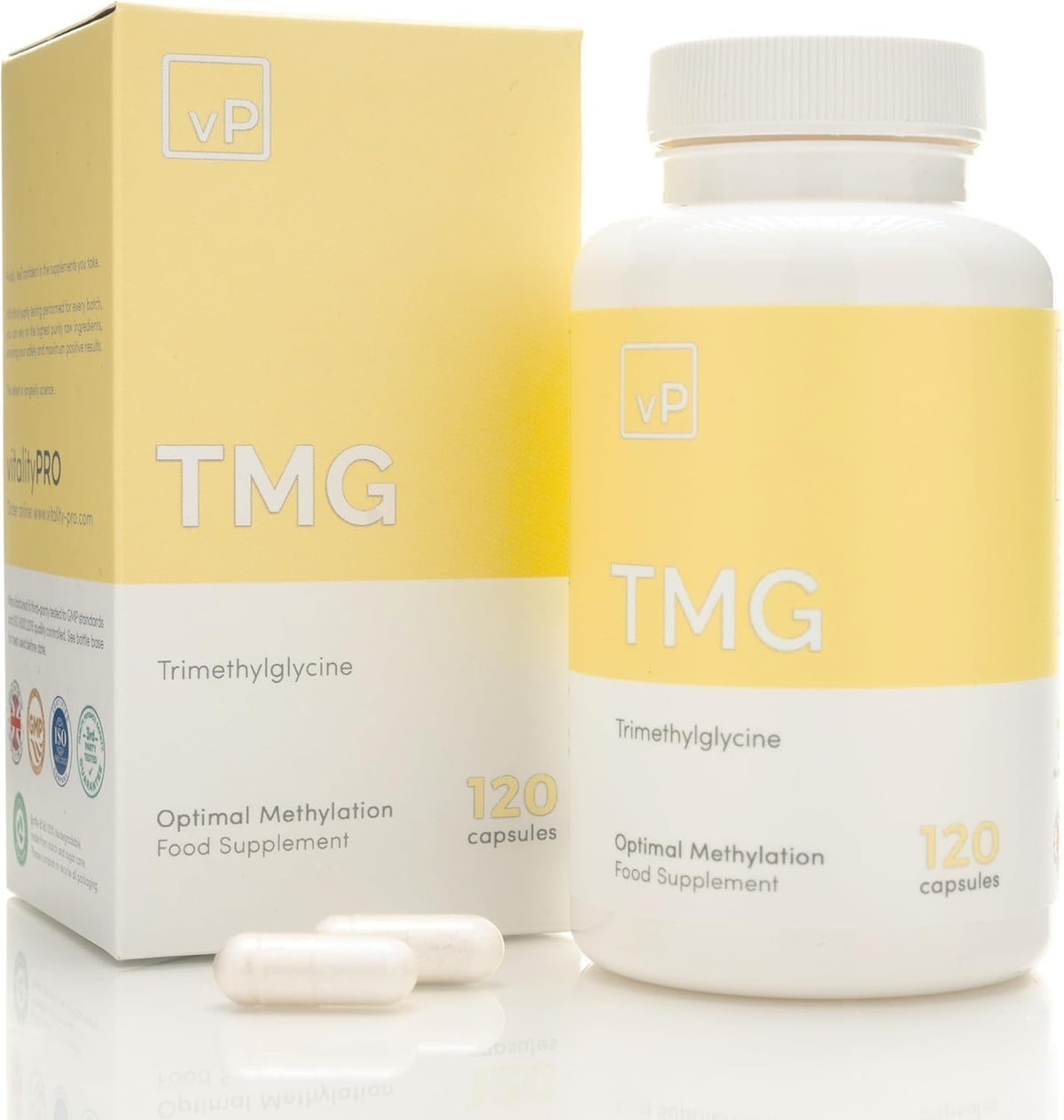 vP Vitality Pro TMG 500mg – Trimethylglycine Supplement – 120 Capsules - görsel 1