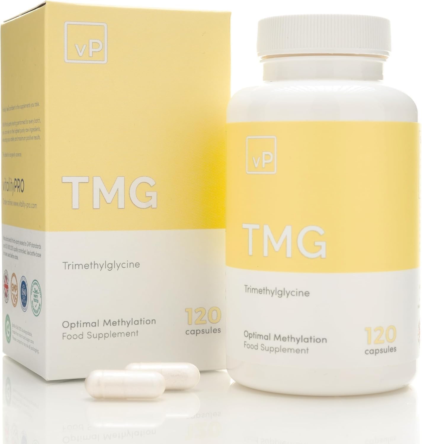 vP Vitality Pro TMG 500mg – Trimethylglycine Supplement – 120 Capsules - görsel 1
