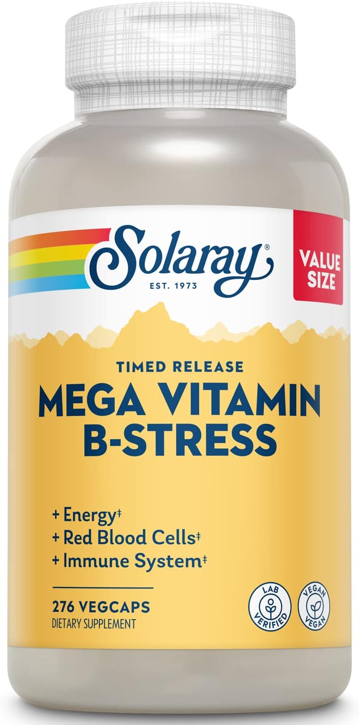 SOLARAY Mega Vitamin B-Stress - Timed Release Vitamin B Complex with Vitamin B12, B6, Folic Acid, and Vitamin C - Vegan, 240 Tablets - görsel 9