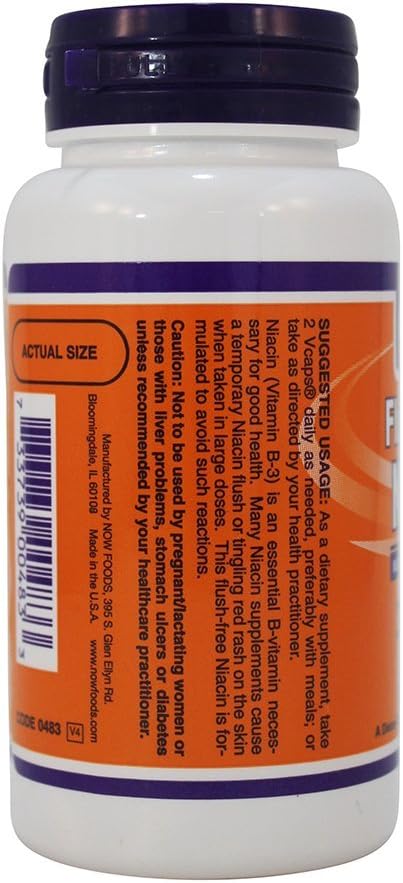 NOW Flush-Free Niacin 250 mg, 90 Capsules (Pack of 2)