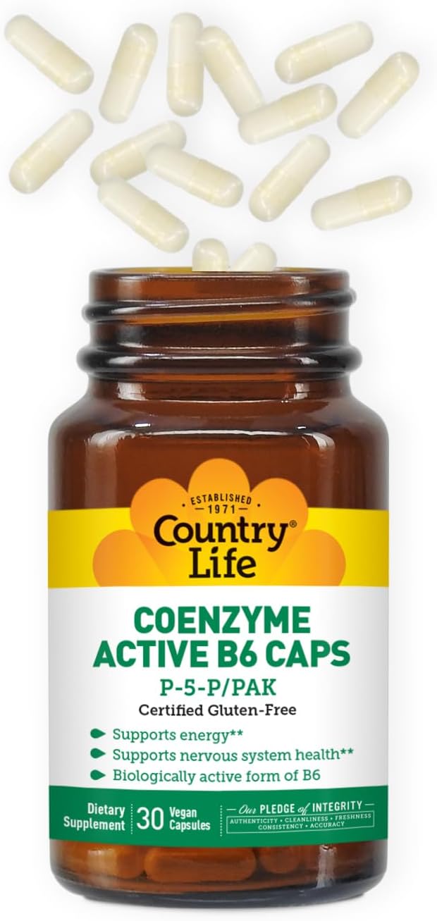 Country Life Coenzyme Active B-6 - 50mg Vitamin B6 (as 25mg P-5-P) - 30 Vegetarian Capsules - görsel 2